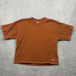 Gymshark Rest Day Essentials Boxy T-Shirt Brown Womens XS Short Sleeve Crop Top